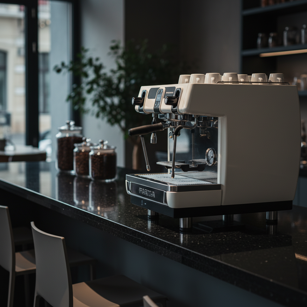 Faema Prestige side angle in upscale café