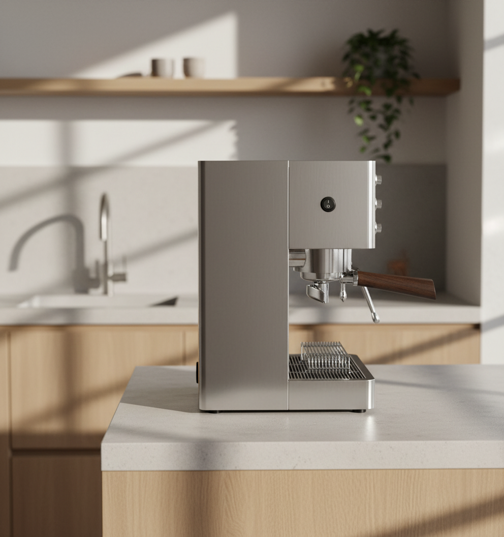 Lelit Victoria side view in elegant kitchen