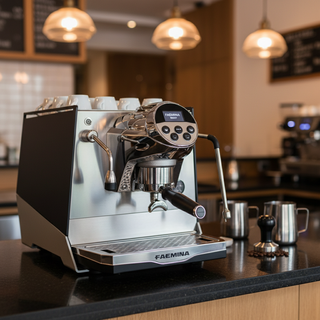 Faema Faemina in café bar - front-side view