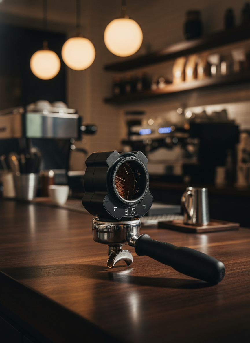 PUQ Navigator in action on portafilter