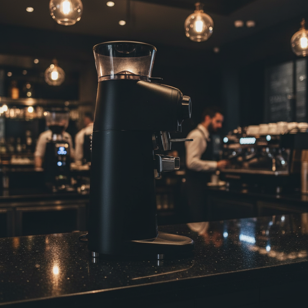 Compak PK100 in dark luxury coffee bar