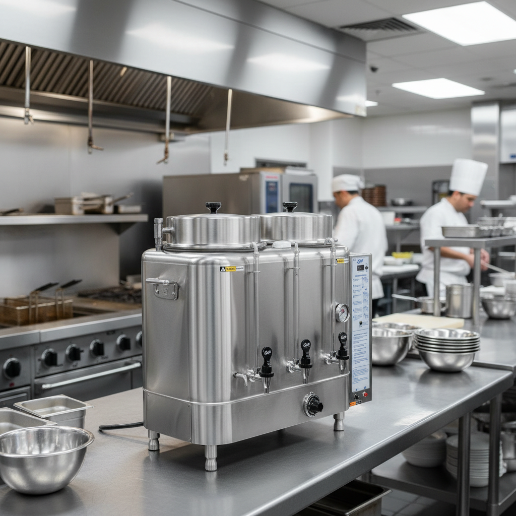 Coffee urn in restaurant kitchen