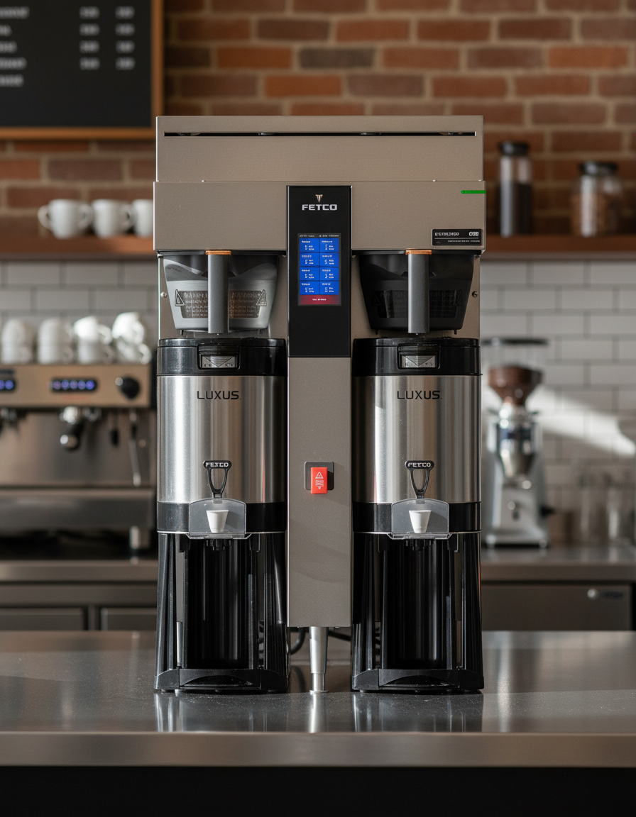 Fetco coffee brewer in modern café setting