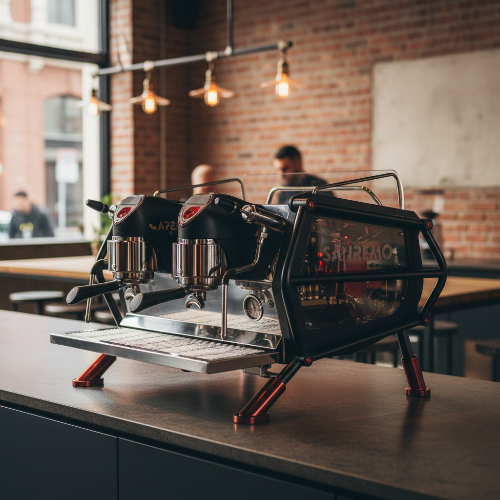 Sanremo Cafe Racer in modern cafe workspace