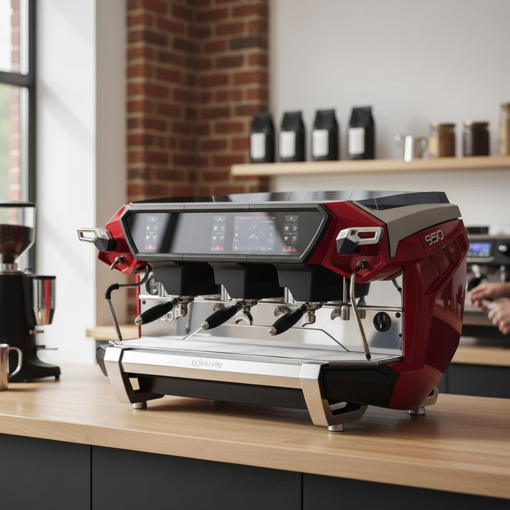 La Spaziale S50 3.0 red finish in modern artisan coffee shop