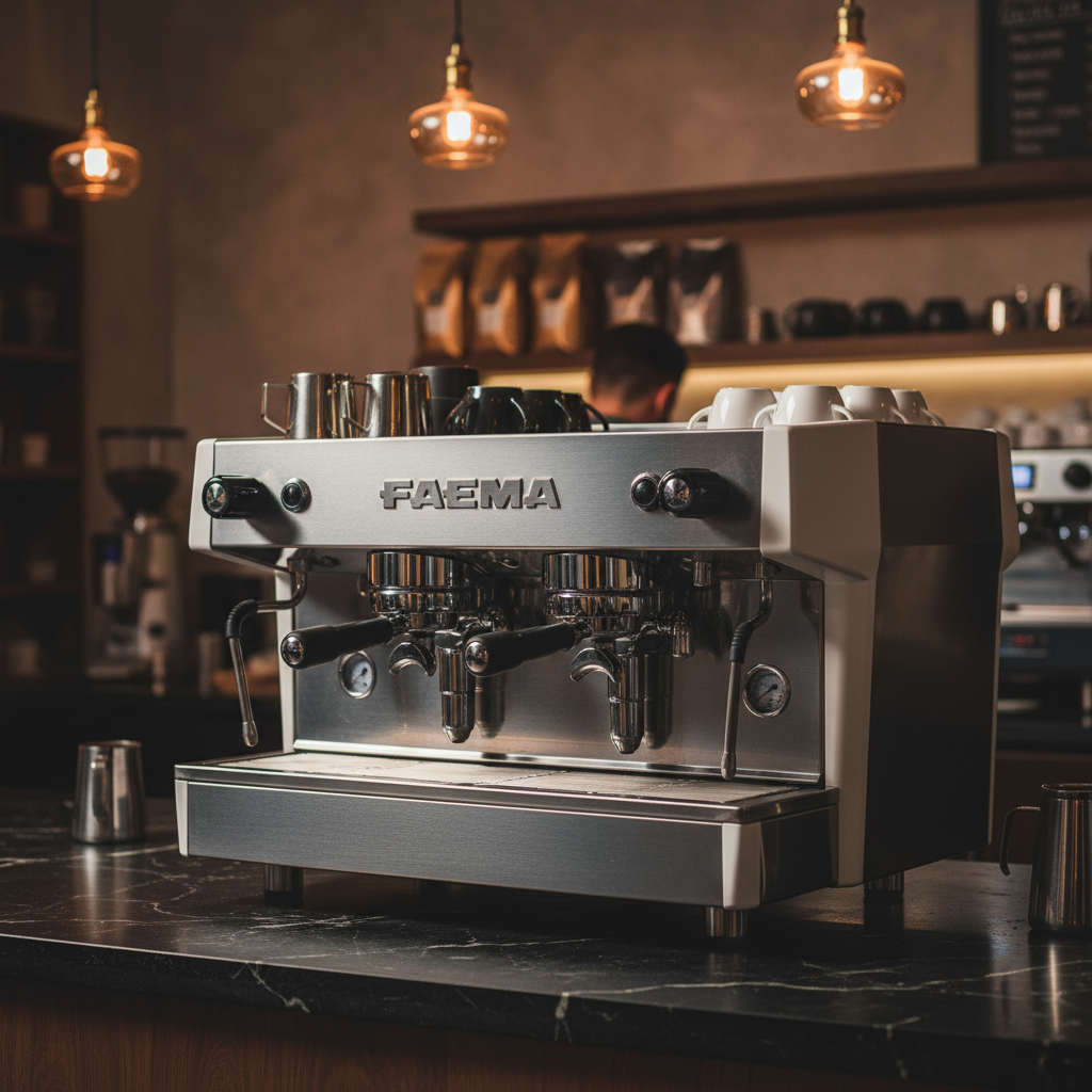 Faema Prestige three-quarter view in upscale café