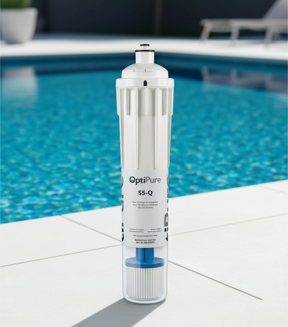 Poolside with crystal clear water