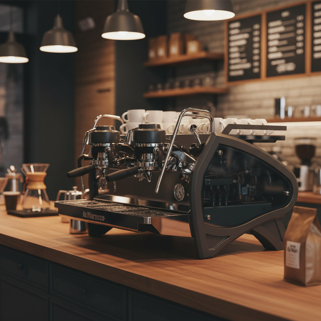 La Marzocco Strada X - Right View with Café Background