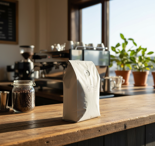 Coffee shop scene with natural lighting