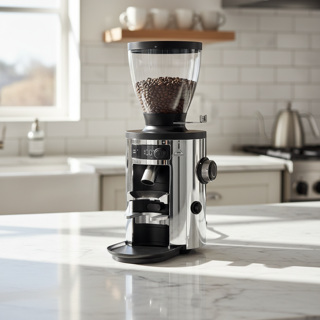 Mahlkonig X54 on marble counter in modern kitchen