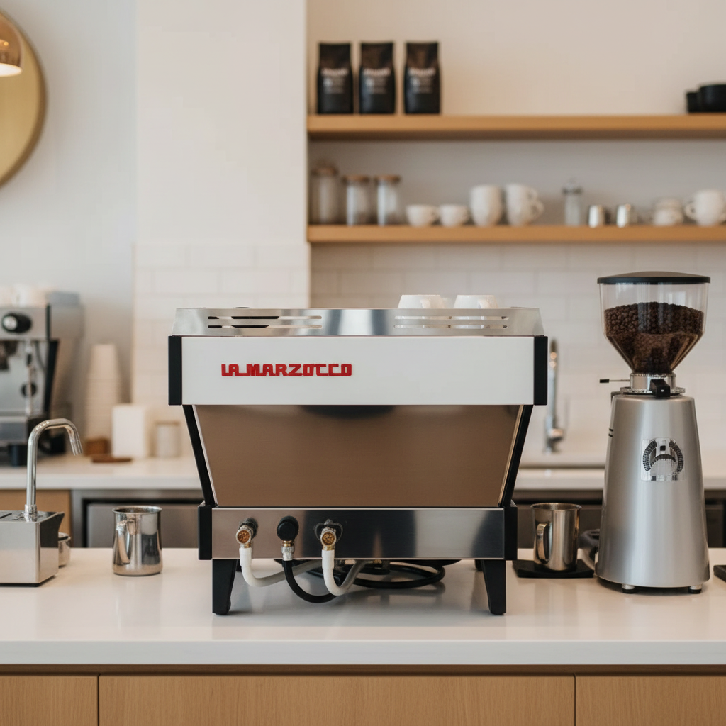 La Marzocco Linea PB back view in café setting