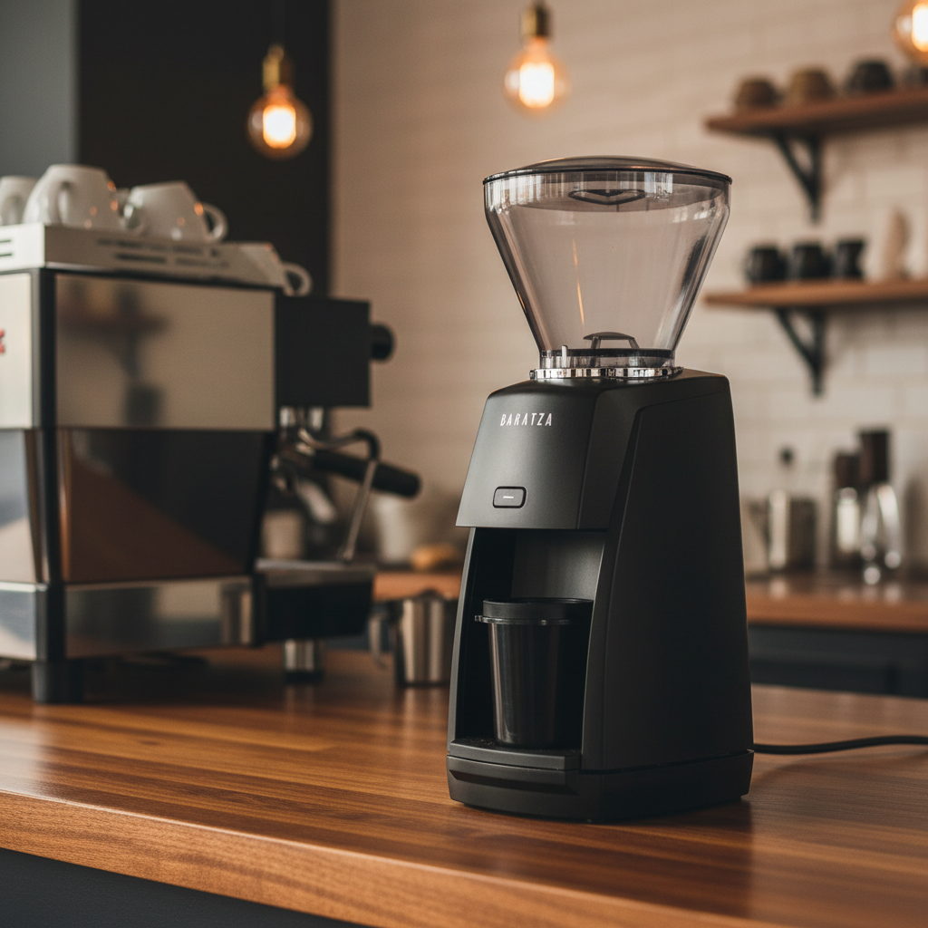 Baratza Encore ESP on wooden café counter