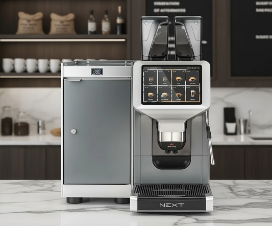 Rancilio Next Top Milk in premium café setting