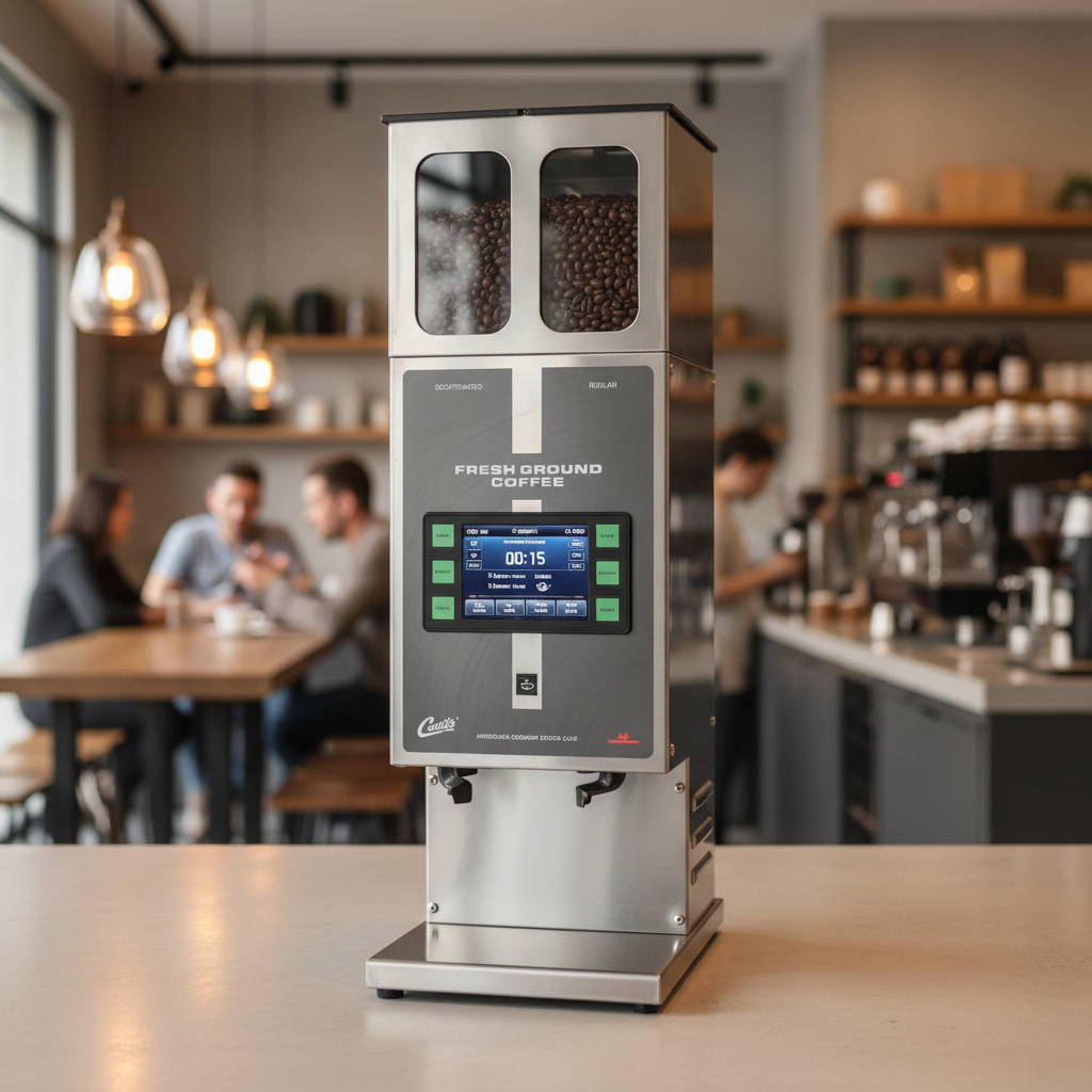 Coffee grinder in modern café setting