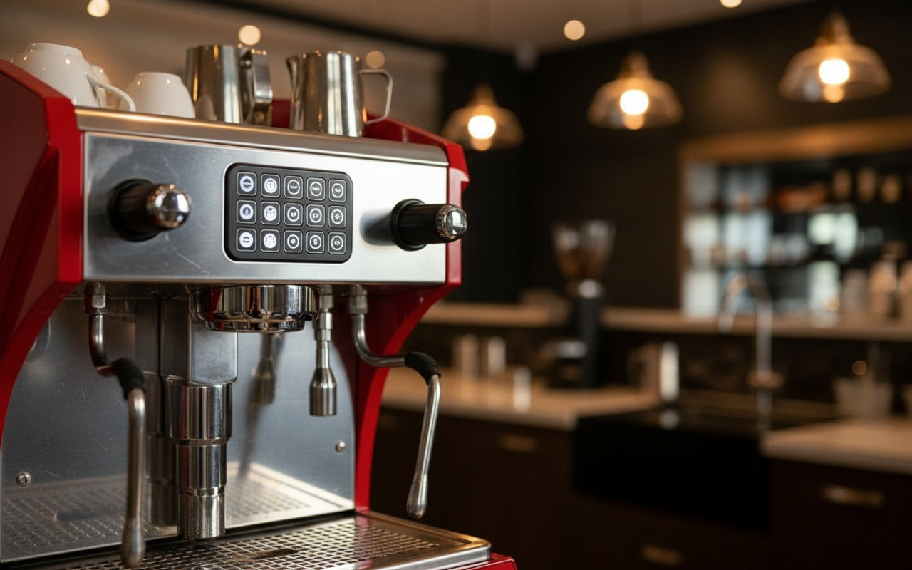Close-up detail in barista workspace