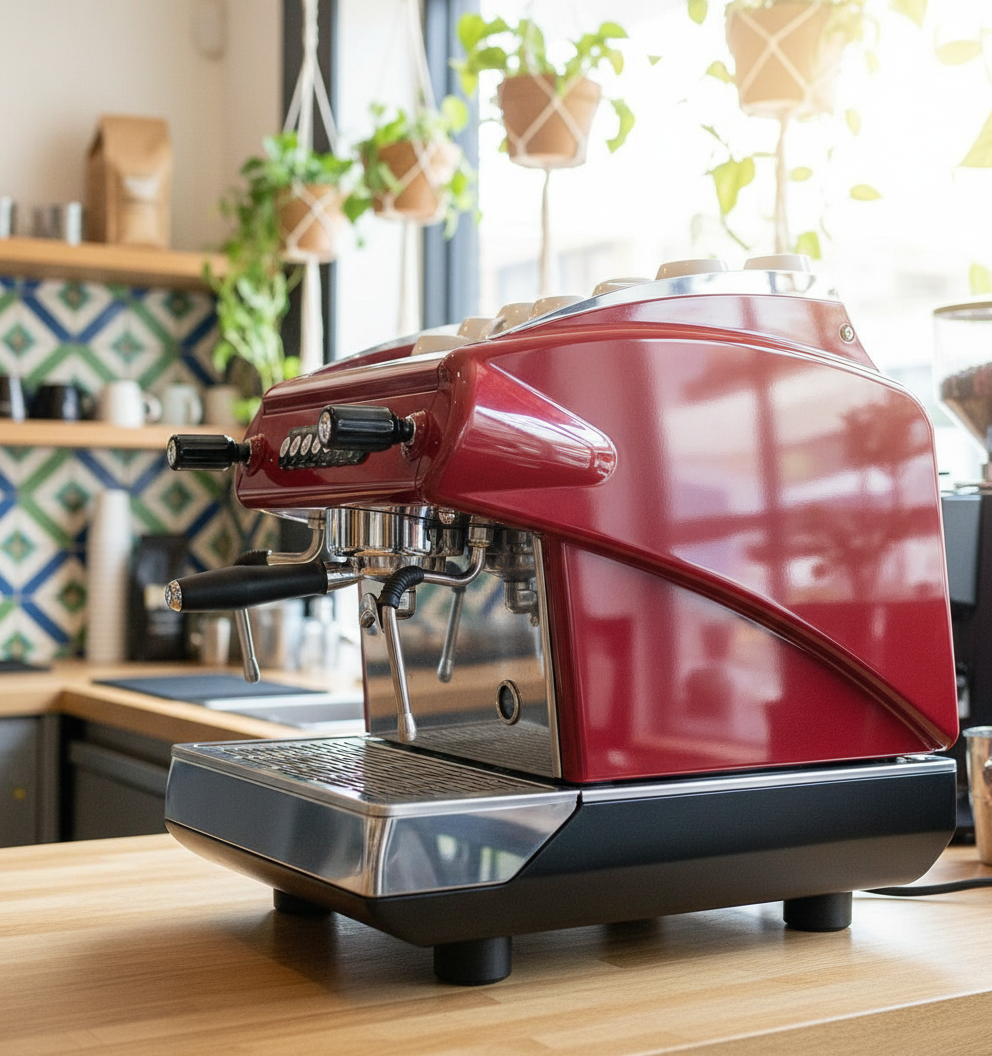 Red La Spaziale in vibrant café