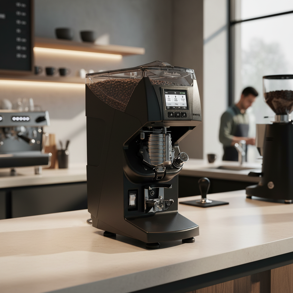 Mythos II grinder in specialty café setting