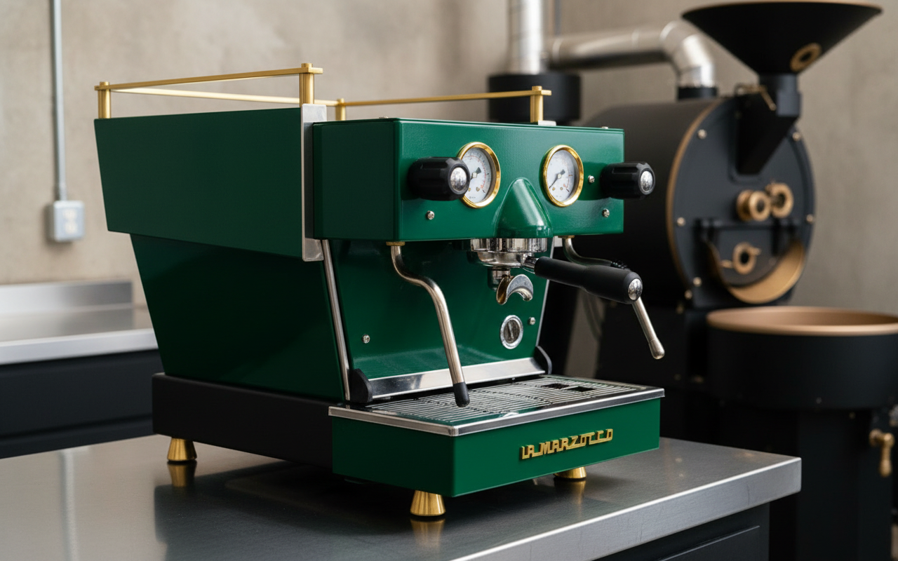 Custom La Marzocco Linea Mini R Home Espresso Machine- Hunter Green & Brass
