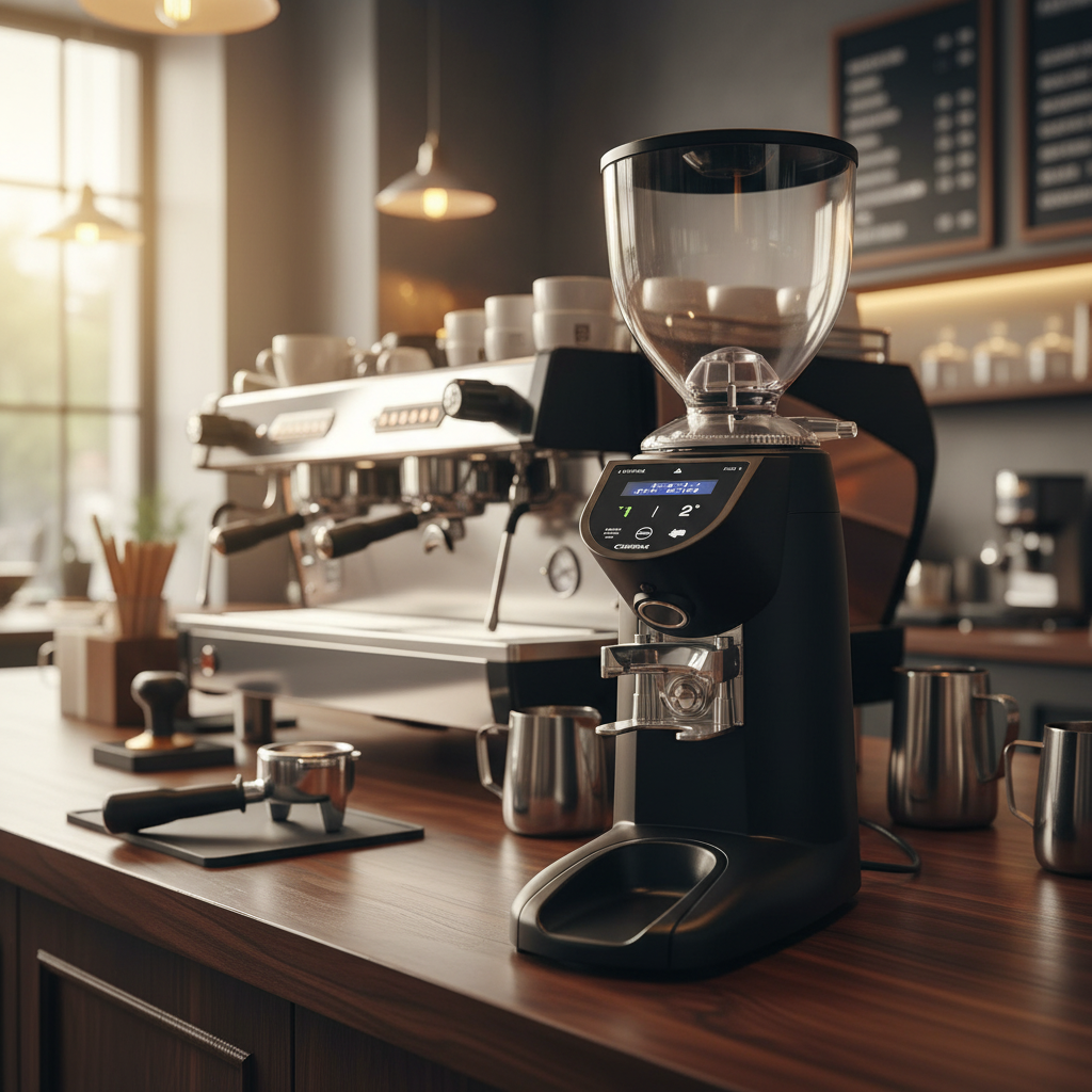 Compak E5 grinder in premium coffee shop