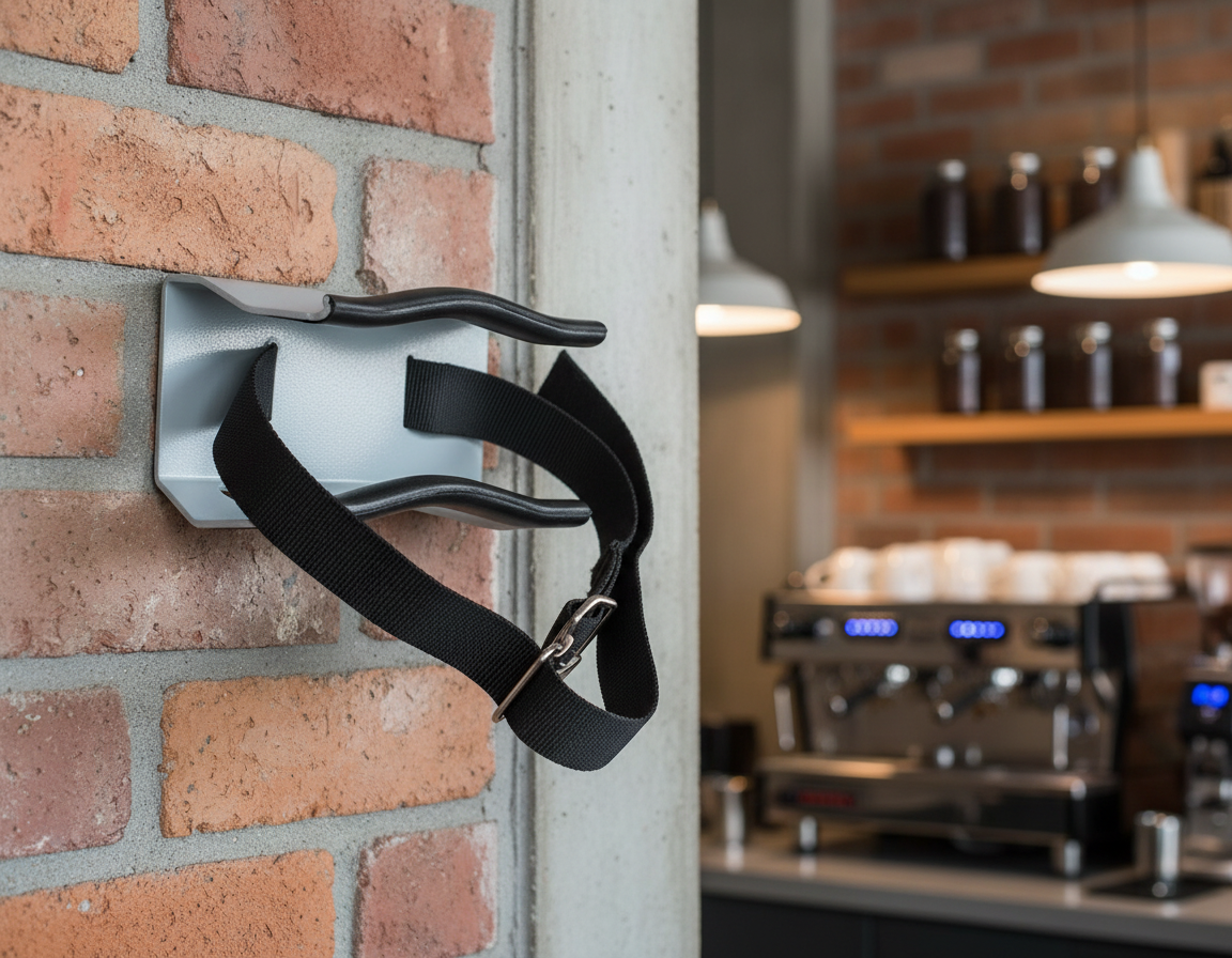 Gas Cylinder Wall Bracket - Modern Coffee Shop Setting