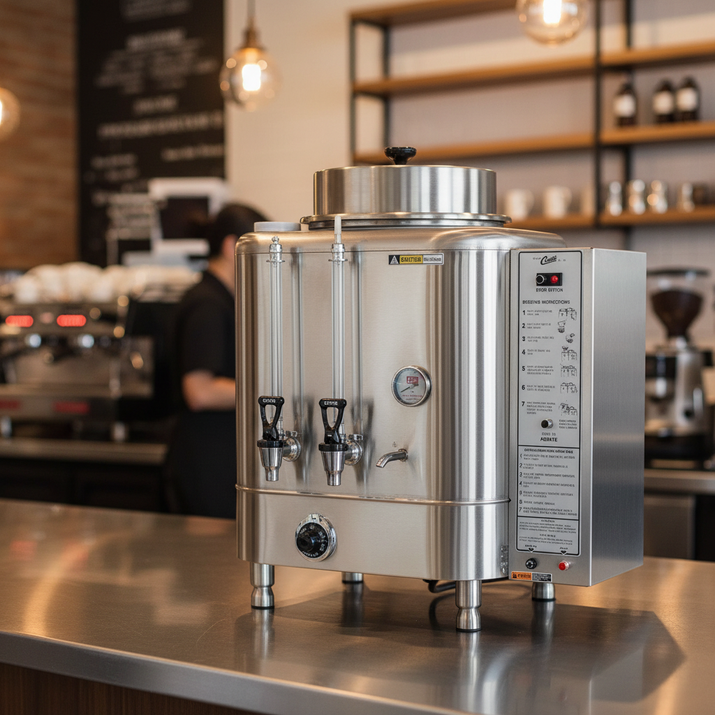 Coffee urn in modern café setting