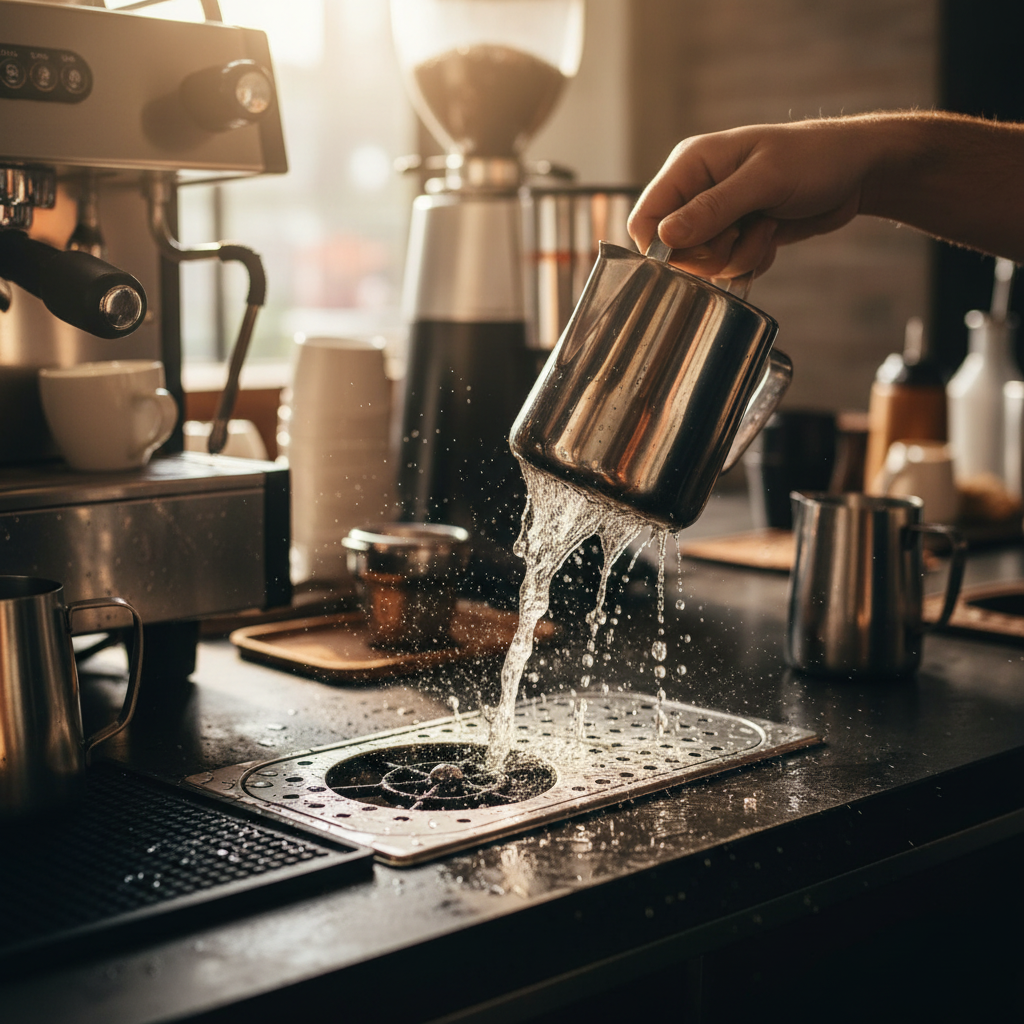 Small Pitcher Rinser - In Use at Cafe Counter