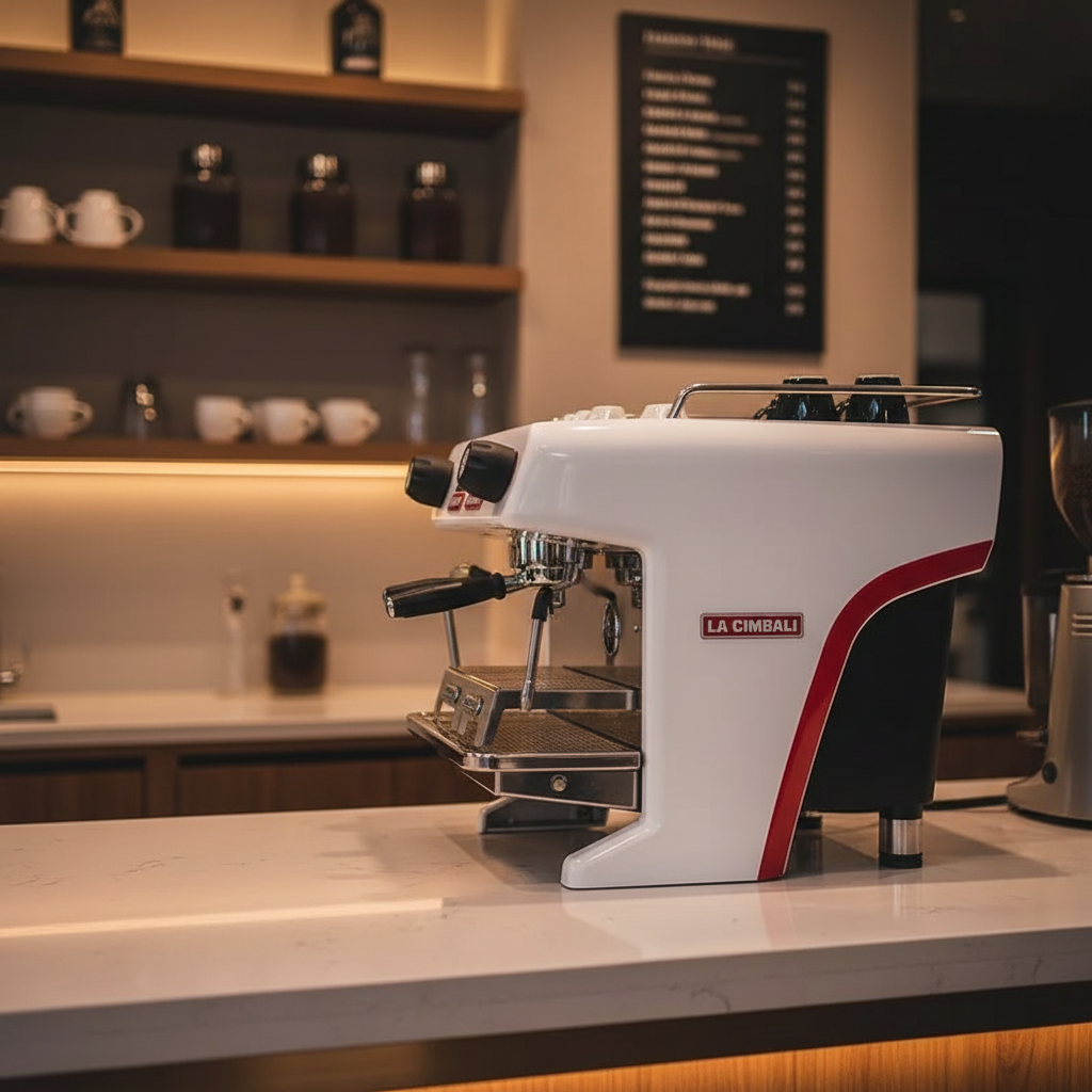 La Cimbali M40 side view in elegant café