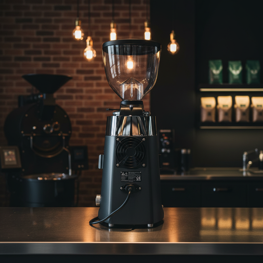 Mazzer Robur S back view in coffee roastery