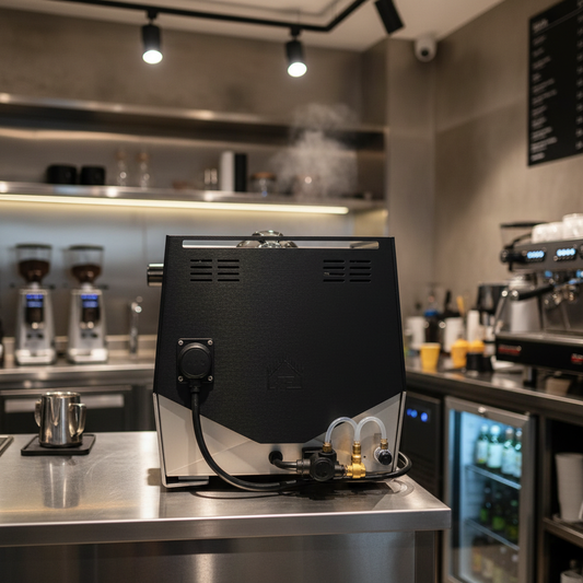 Faema Faemina in café workspace - back view