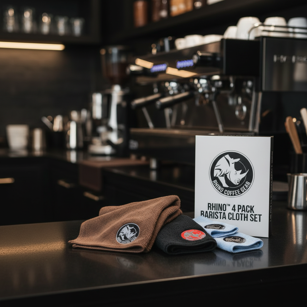 Complete Rhino cloth set on espresso bar