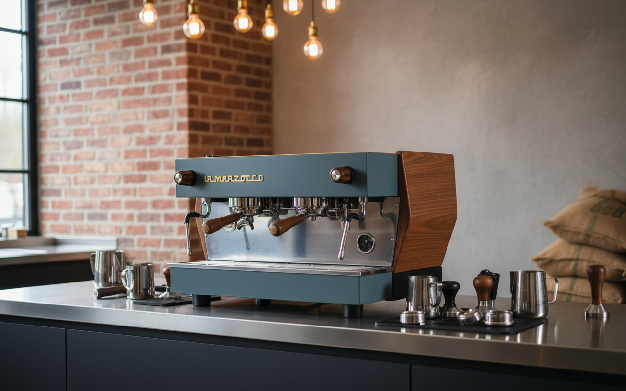Espresso machine in coffee roastery