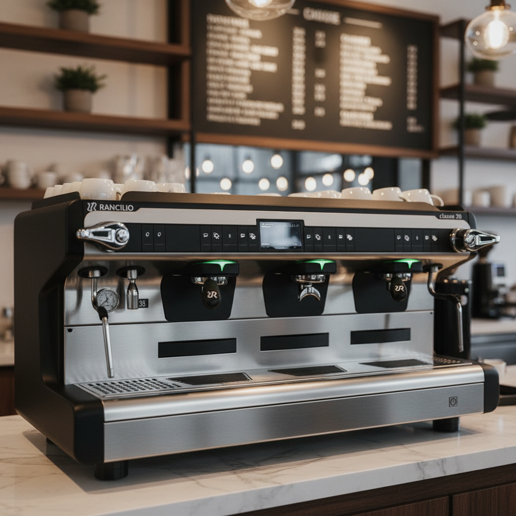 Rancilio espresso machine in professional café setting